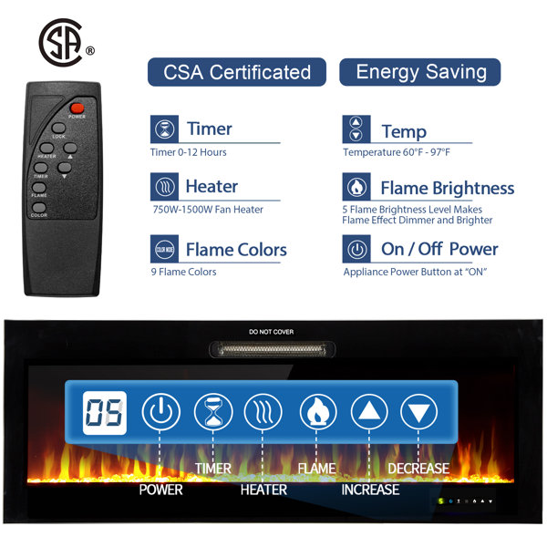 Ebern Designs Paynesville Recessed Wall Mounted Electric Fireplace